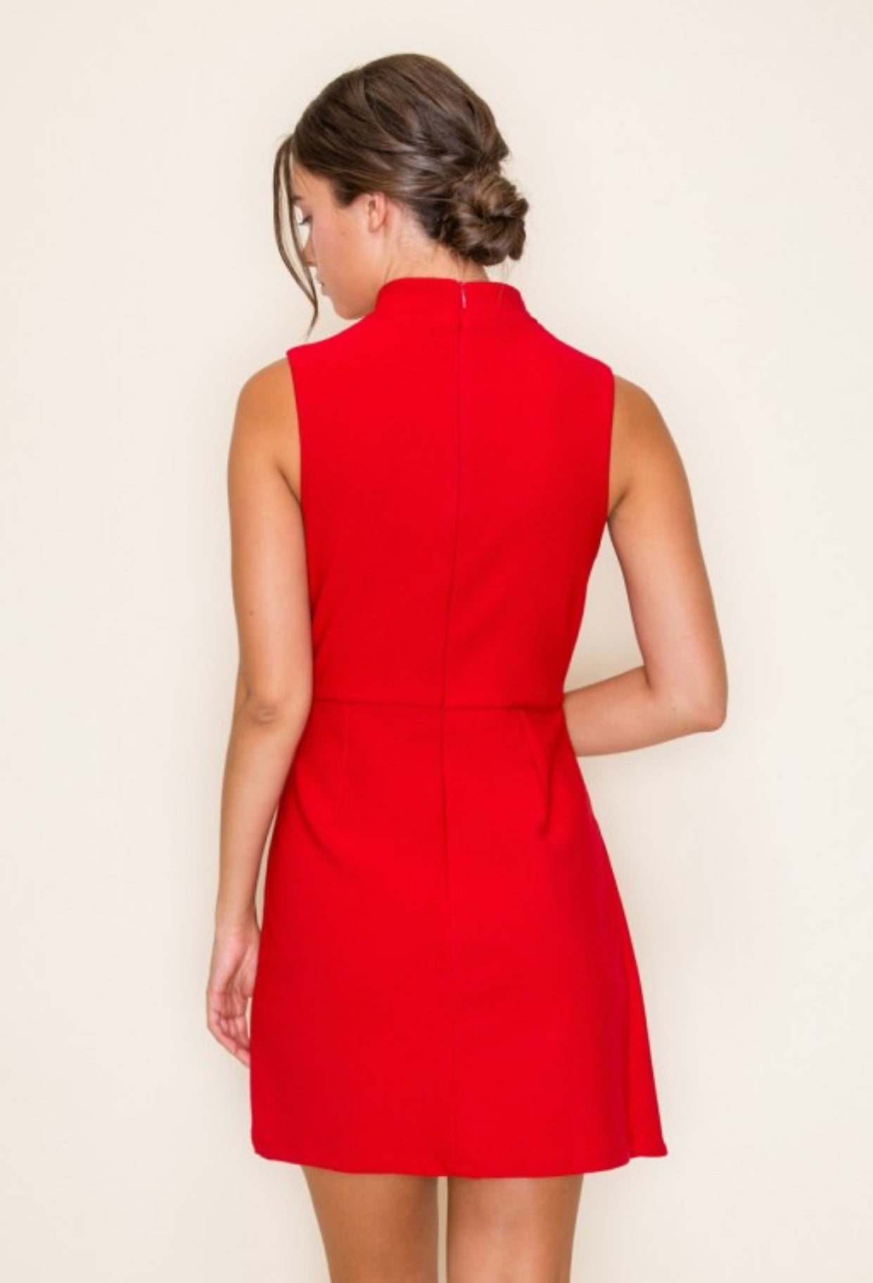 Fit and Flare High Neck Dress