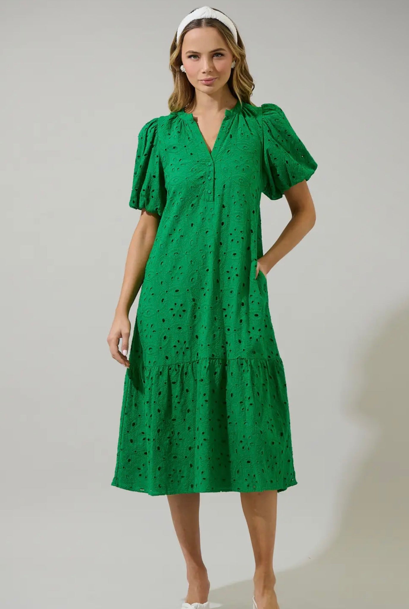 A Perfect Day Eyelet Midi Dress