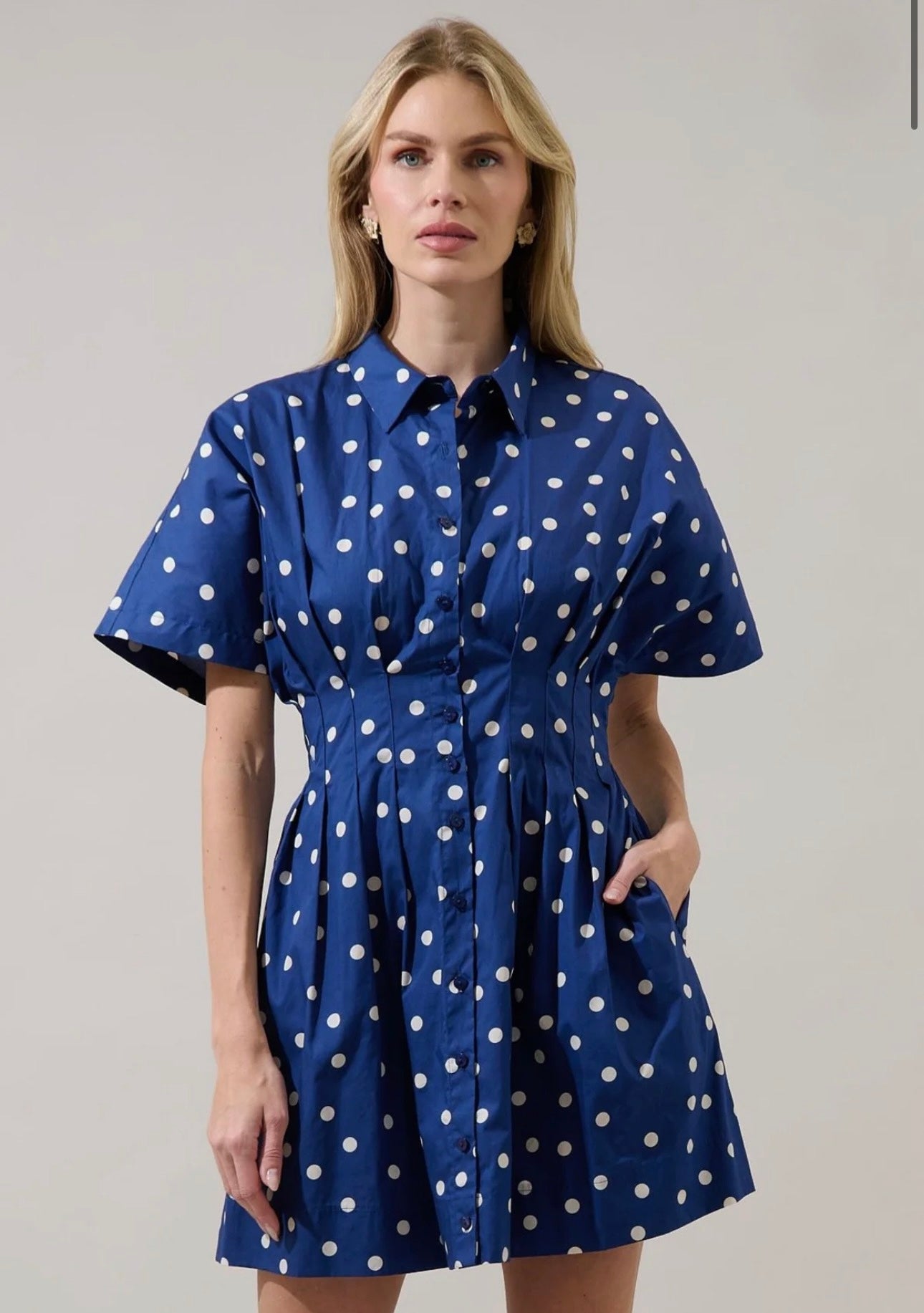 Need You Now Navy Polkadot Dress