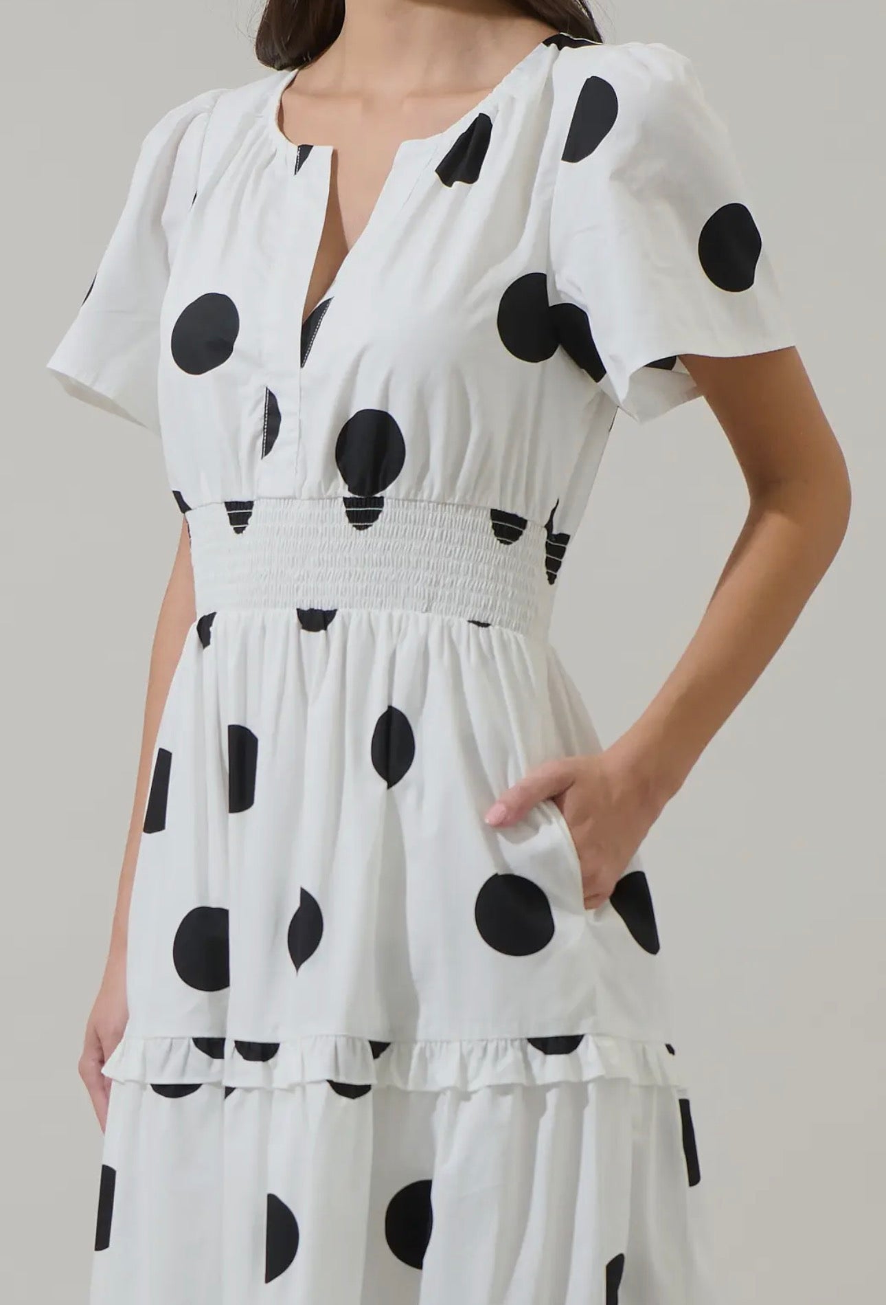 Poplin Tiered Maxi Dress with Pockets