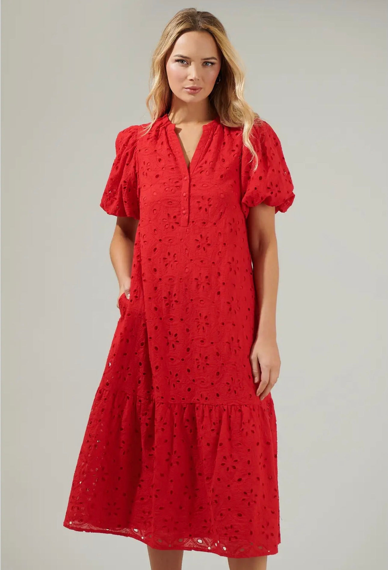 A Perfect Day Eyelet Midi Dress