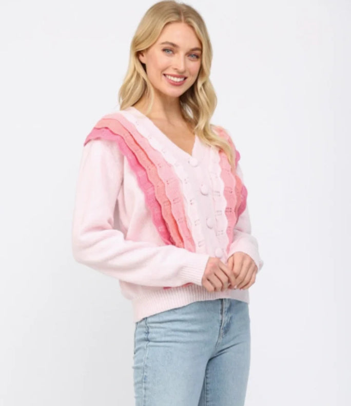 Pretty in Pink Ruffle Cardigan