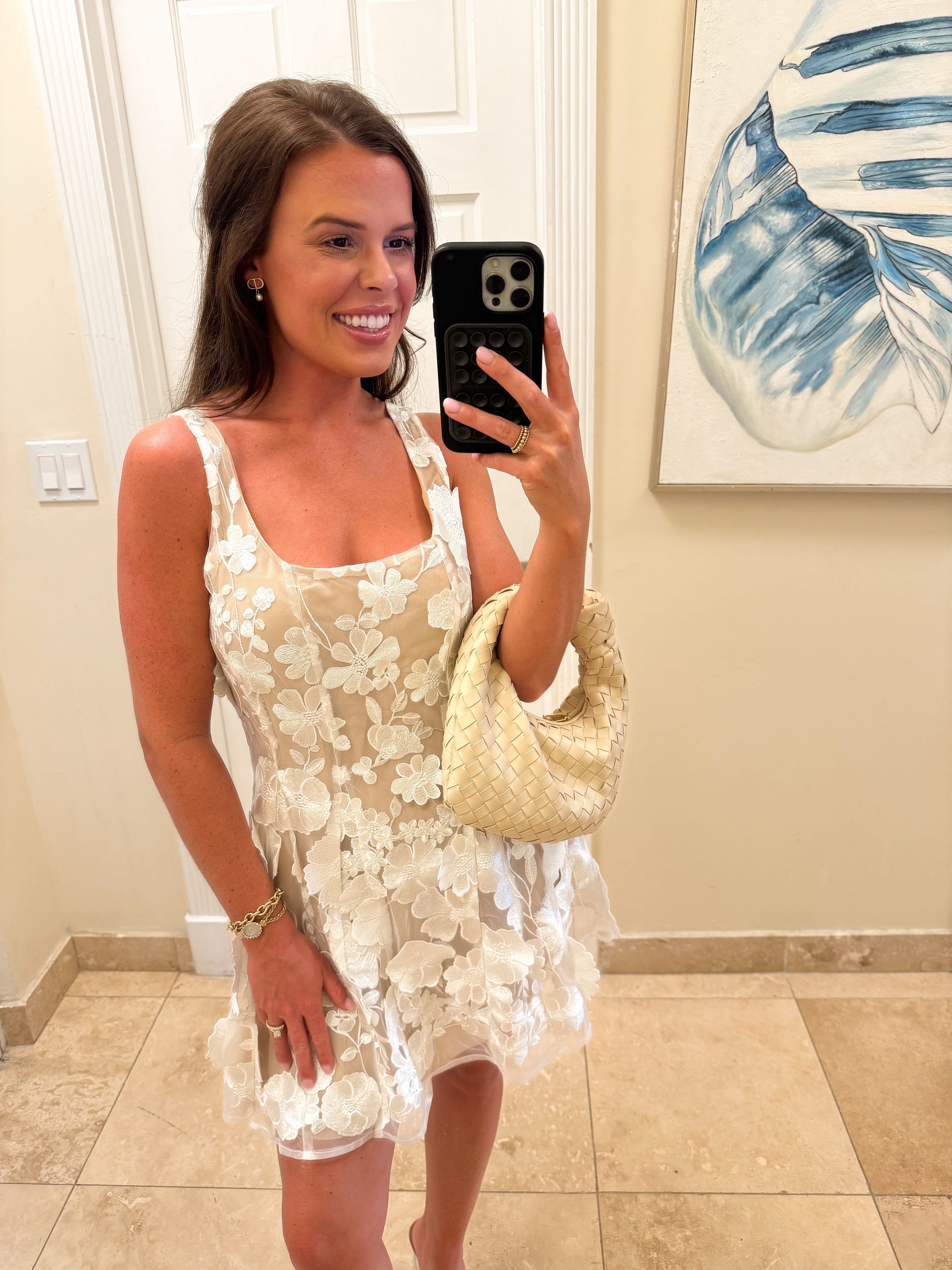 3D Appliqué Floral Mini Dress