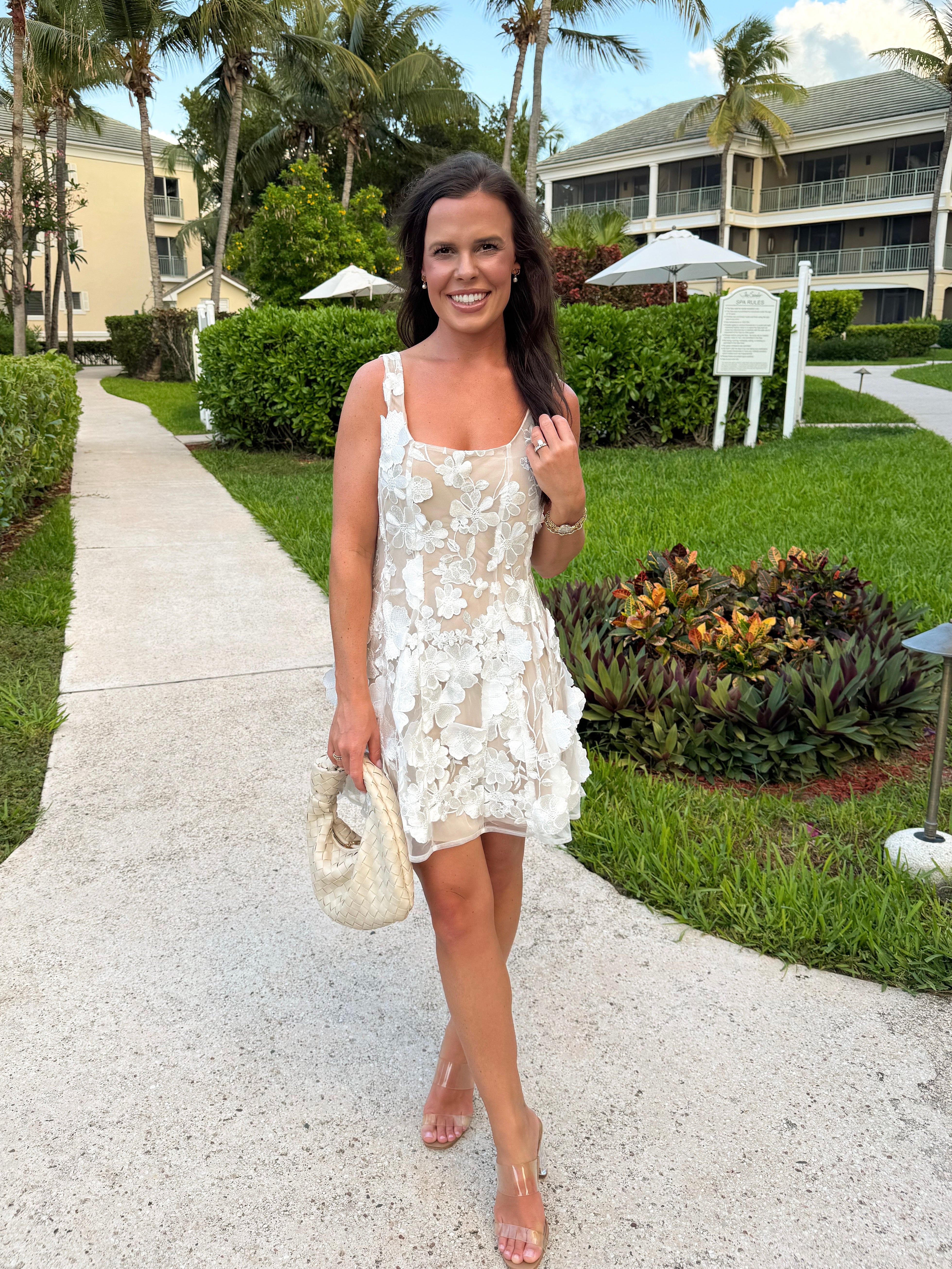 3D Appliqué Floral Mini Dress